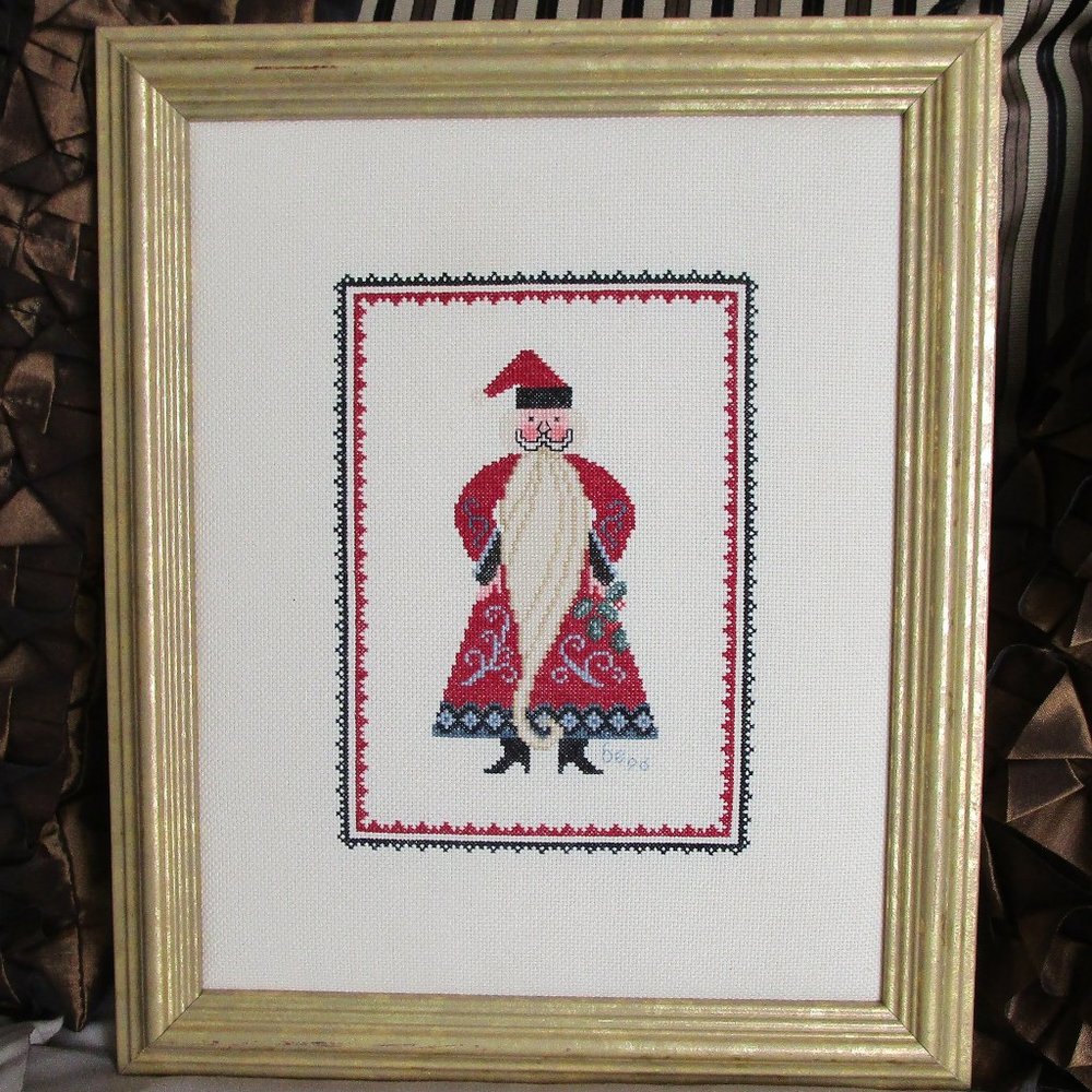 vintage cross stitch Father Christmas Santa